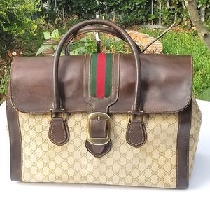 Auth Vintage Gucci Rare UNISEX Boston Carryall weekender mini luggage XL handbag